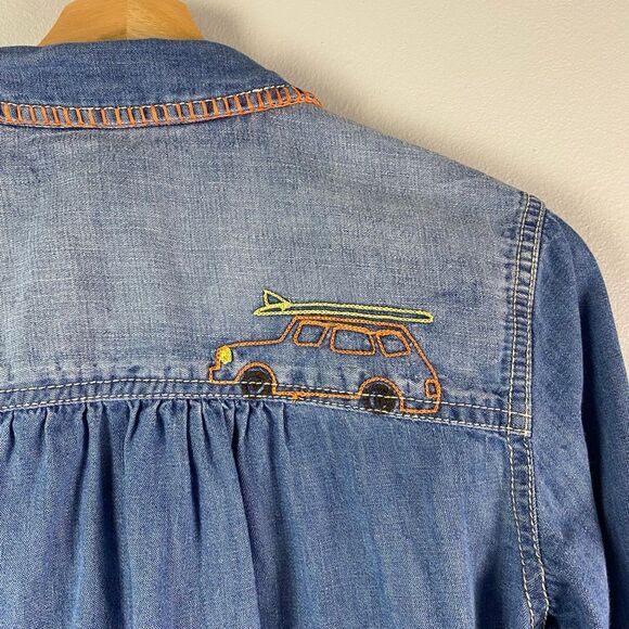 Anthropologie Pilcro Embroidered Icon Long Sleeve Denim top - Picture 8 of 11